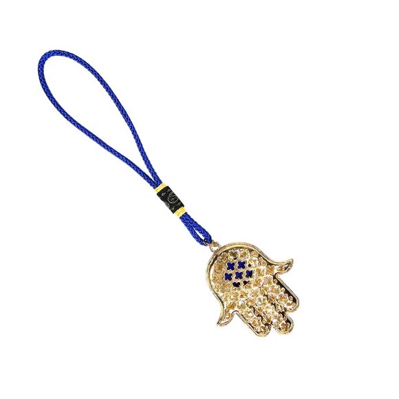 HAMSA HAND & Evil Eye Amulet Pendant Ornament with Crystal Rhinestones & Cord - Picture 4 of 5